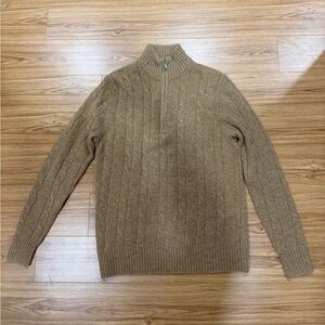 NWT Brooks Brothers 100% Wool Beige Quarter Zip Size XS